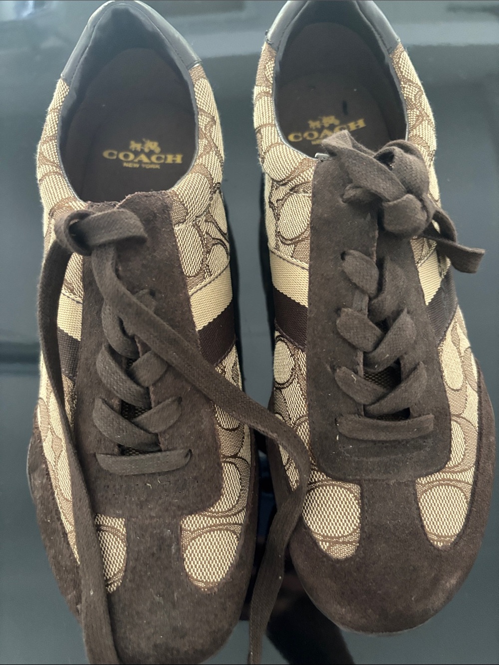 Coach Brown Signature Canvas & Suede Sneakers
